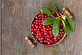 Fresh red cherry on dark background. Healthy food concept Royalty Free Stock Photo