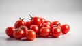 Fresh red cherry tomatoes on white background. Generative AI Royalty Free Stock Photo