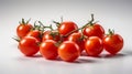 Fresh red cherry tomatoes on white background. Generative AI Royalty Free Stock Photo