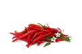 Fresh red chili pepper with flowers and leaves on a white background Royalty Free Stock Photo