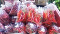 Fresh Red chilli bags in the market, Vegetable Royalty Free Stock Photo