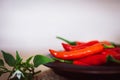 Fresh red chilli pepper on table , a rich of antioxidant herbal food Royalty Free Stock Photo