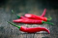 Fresh red chilli pepper on a wooden table Royalty Free Stock Photo