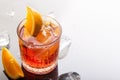 Fresh red colorful alcoholic cocktail Aperol Spritz with orange and ice Royalty Free Stock Photo