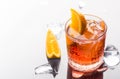 Fresh red colorful alcoholic cocktail Aperol Spritz with orange and ice Royalty Free Stock Photo