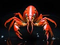 fresh red crayfish isolated on black