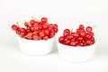 Fresh red currants in bowl on a white background close up Royalty Free Stock Photo