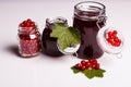 Fresh red currants and jam on a white background Royalty Free Stock Photo