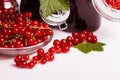 Fresh red currants and jam on a white background Royalty Free Stock Photo