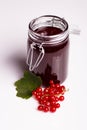 Fresh red currants and jam on a white background Royalty Free Stock Photo