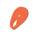 Fresh red fish meat vector icon. Raw Salmon steak textured cartoon style. Organic seafood illustration for food menu Royalty Free Stock Photo