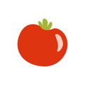 Fresh Red Glossy Tomato Vegetable Primitive Cartoon Icon, Part Of Pizza Cafe Series Of Clipart Illustrations Royalty Free Stock Photo