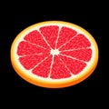 Fresh red grapefruit slices. for design.isolated on black. In a realistic style. The close-up. Juicy tropical fruits.Ripe tasty Royalty Free Stock Photo