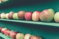 Fresh red and green apple healthy fruit stall in market shelf Royalty Free Stock Photo