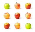 Fresh red and green Apple set collection isolated on white background. Clipping path include in this image Royalty Free Stock Photo