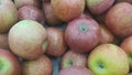 Fresh red and green Apples pile in market for sale Royalty Free Stock Photo