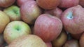 Fresh red and green Apples pile in market for sale Royalty Free Stock Photo