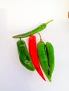 Fresh red and green chilies are suitable for making sambal on a white background Royalty Free Stock Photo