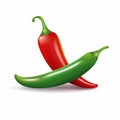 fresh red and green chilly on white background