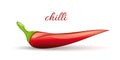 Fresh red hot chili pepper isolated on white