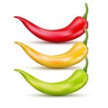 Fresh red hot chili pepper. Kitchen organic yellow and green vector spicy taste chili mexican pepper Royalty Free Stock Photo