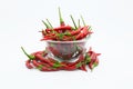 Fresh red hot chilli in a glass cup Royalty Free Stock Photo