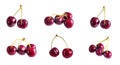 Fresh red merry berries, sweet cherry set Royalty Free Stock Photo