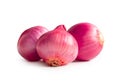 Fresh red onion bulbs in stack isolated on white background with clipping path Royalty Free Stock Photo