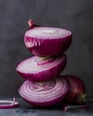 Fresh red onion slices