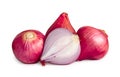 Fresh red onions with half isolated on white background with clipping path Royalty Free Stock Photo