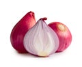 Fresh red onions with half isolated on white background with clipping path Royalty Free Stock Photo