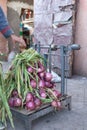 Fresh red onions at the market Royalty Free Stock Photo