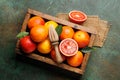 Fresh Red Oranges in Wooden Crate Royalty Free Stock Photo