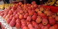 fresh red organic apple isolated on fruit store Royalty Free Stock Photo