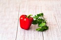 Fresh red pepper on old wooden background. n Royalty Free Stock Photo