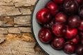 fresh red plums in a bowl Royalty Free Stock Photo
