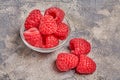 Fresh red raspberries in a bowl background Royalty Free Stock Photo