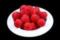 Fresh red raspberries, still life, closeup and detail view Royalty Free Stock Photo