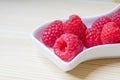 Fresh red raspberries, still life, closeup and detail view Royalty Free Stock Photo