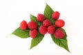 Fresh red raspberry fruits isolated on a white background Royalty Free Stock Photo