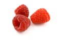 Fresh red raspberry fruits isolated on a white background Royalty Free Stock Photo