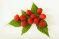 Fresh red raspberry fruits isolated on a white background Royalty Free Stock Photo