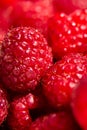 Fresh red ripe raspberries background, closeup, selective focus Royalty Free Stock Photo