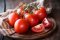 Red ripe tomatoes on the vine Royalty Free Stock Photo