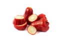 Fresh red rose apple Cut half Royalty Free Stock Photo