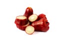 Fresh red rose apple Cut half Royalty Free Stock Photo