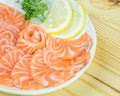 Fresh red salmon texture in the restaurant Royalty Free Stock Photo