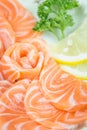 Fresh red salmon texture in the restaurant Royalty Free Stock Photo