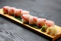 Fresh red snapper pressed sushi Royalty Free Stock Photo