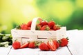 Fresh red strawberries in a basket. healthy fruit concept